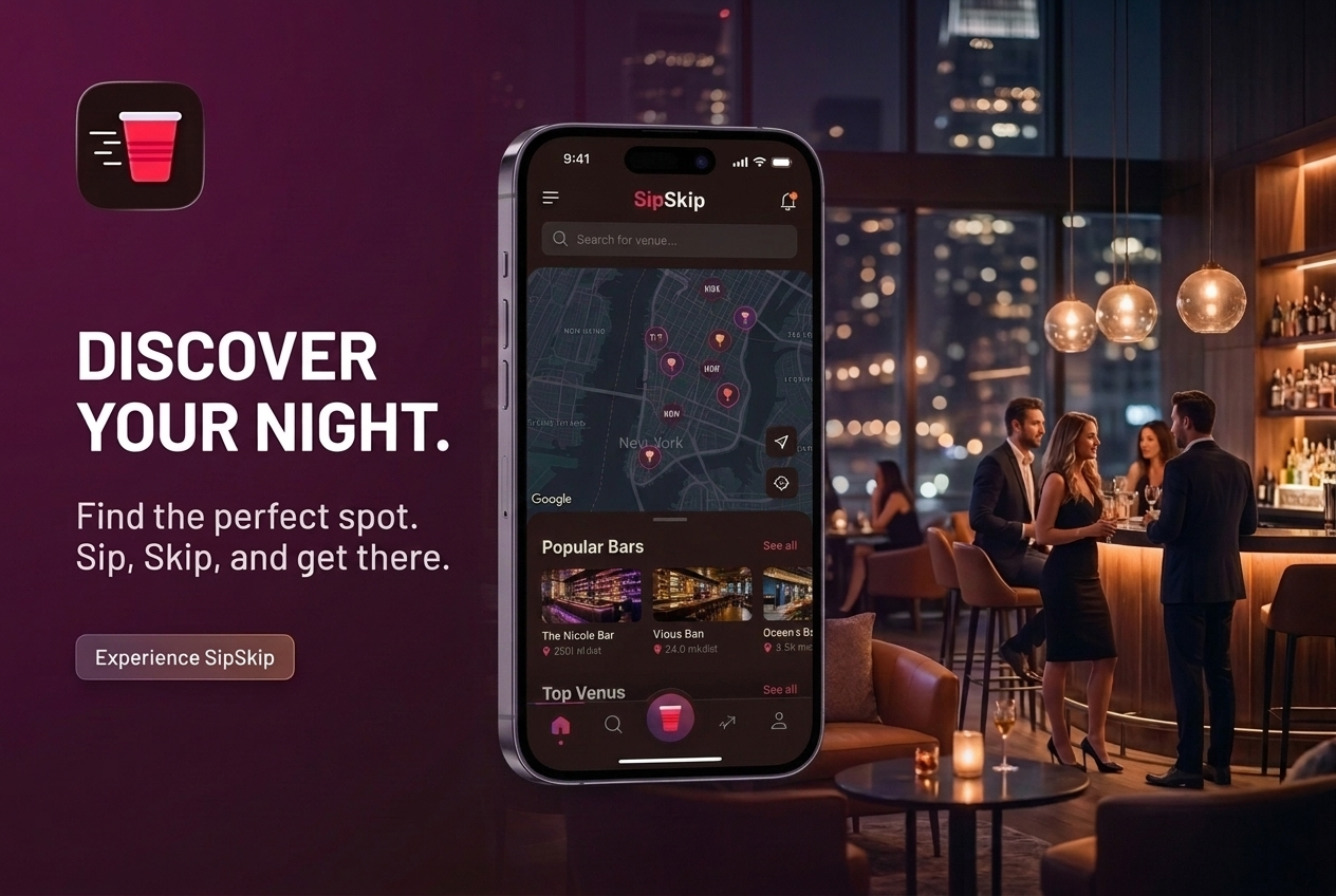 SipSkip app screens